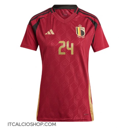 Belgio Amadou Onana #24 Prima Maglia Femmina Europei 2024 Manica Corta